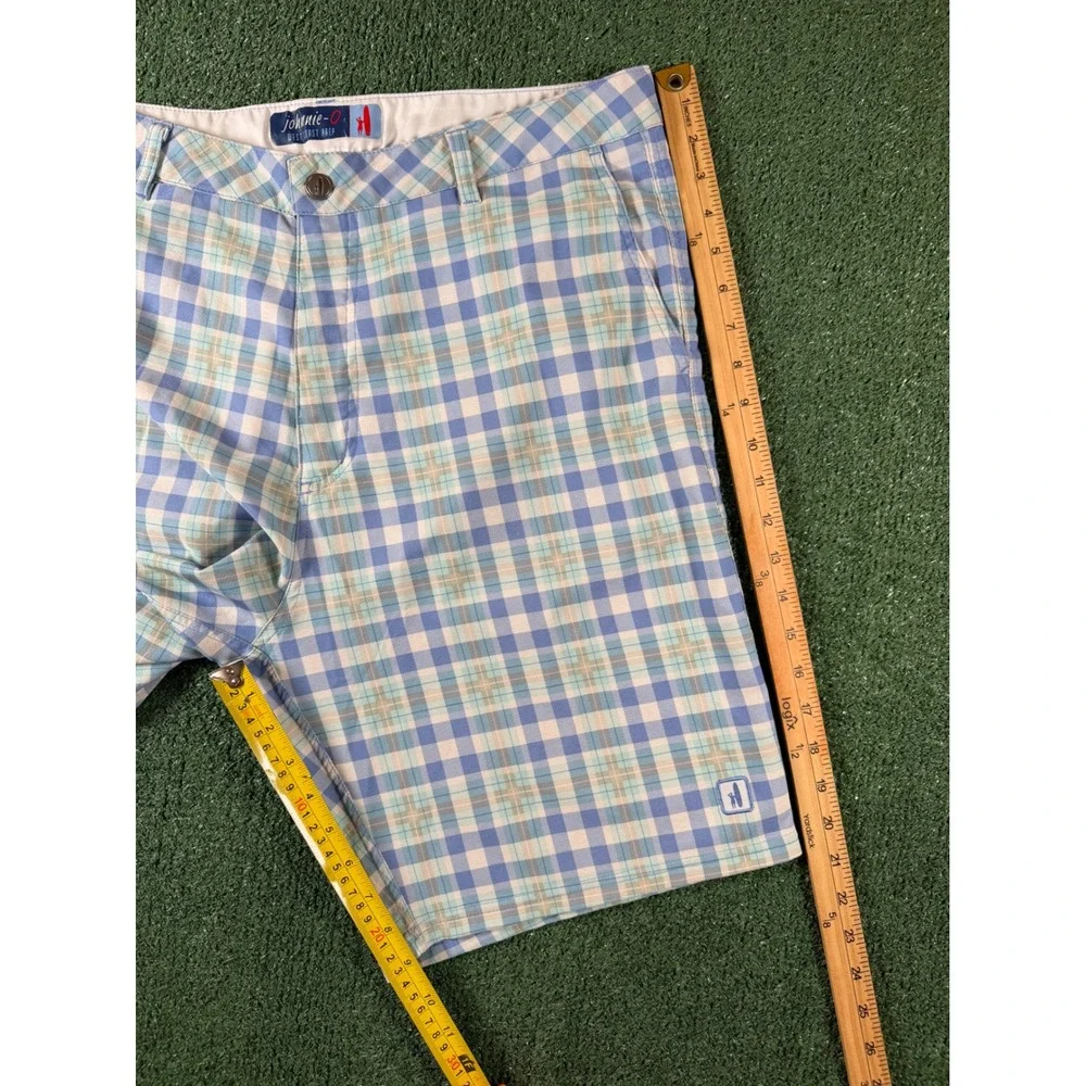 Johnnie-O Golf Shorts Mens 36 Blue Plaid Excellent Performance Stretch Prep